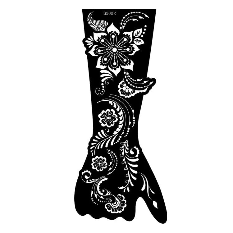 Hollow geometric tattoo sticker sheet with 30 machine-cut 3D paper carving patterns