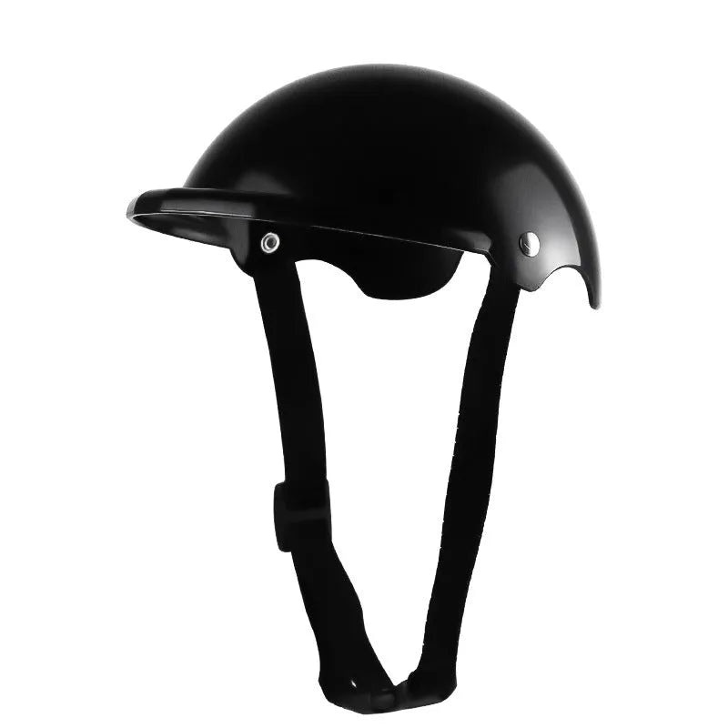 Small S size plastic pet motorcycle helmet in pink, black, yellow, or green for dog safety.