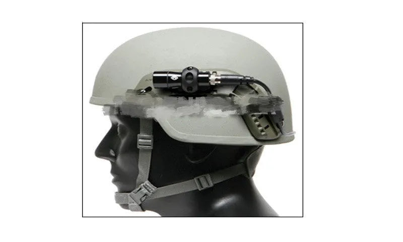 Helmet rail flashlight fixture bracket for MICH IBH systems in black PA material