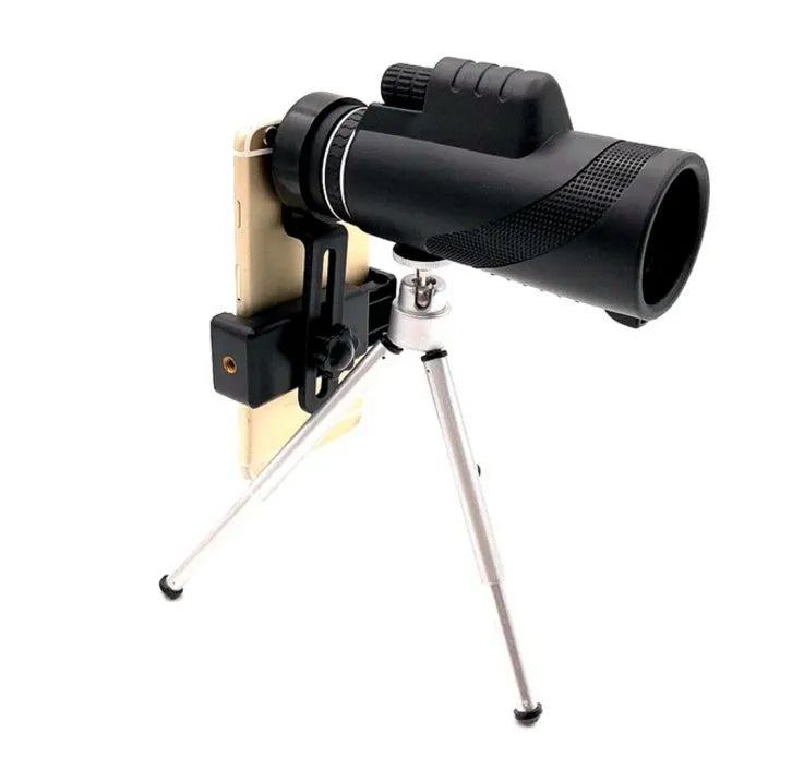 Black 40x60 smartphone monocular telescope with 60mm objective lens for outdoor viewing