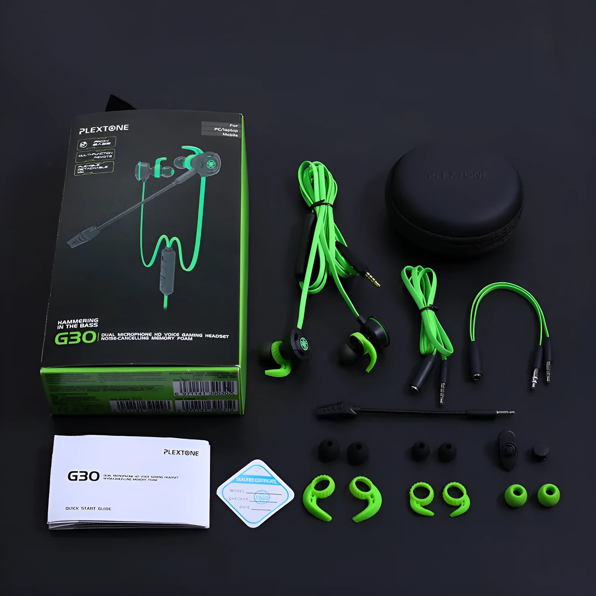 Shuangmai wired in-ear computer gaming headset in black, green, or red with short 1.5cm cable