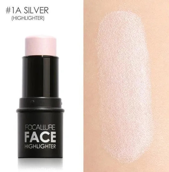 Face contour highlighter cosmetic powder compact with four colour options A, B, C, D.