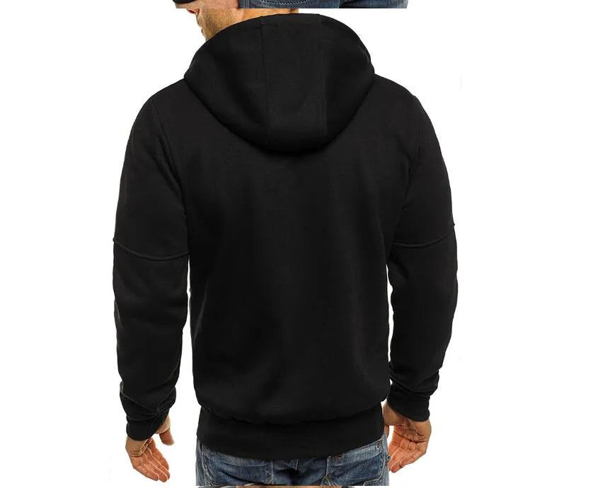 Men's hooded camouflage jacquard cotton blend jacket zip front long sleeve loose fit casual wear