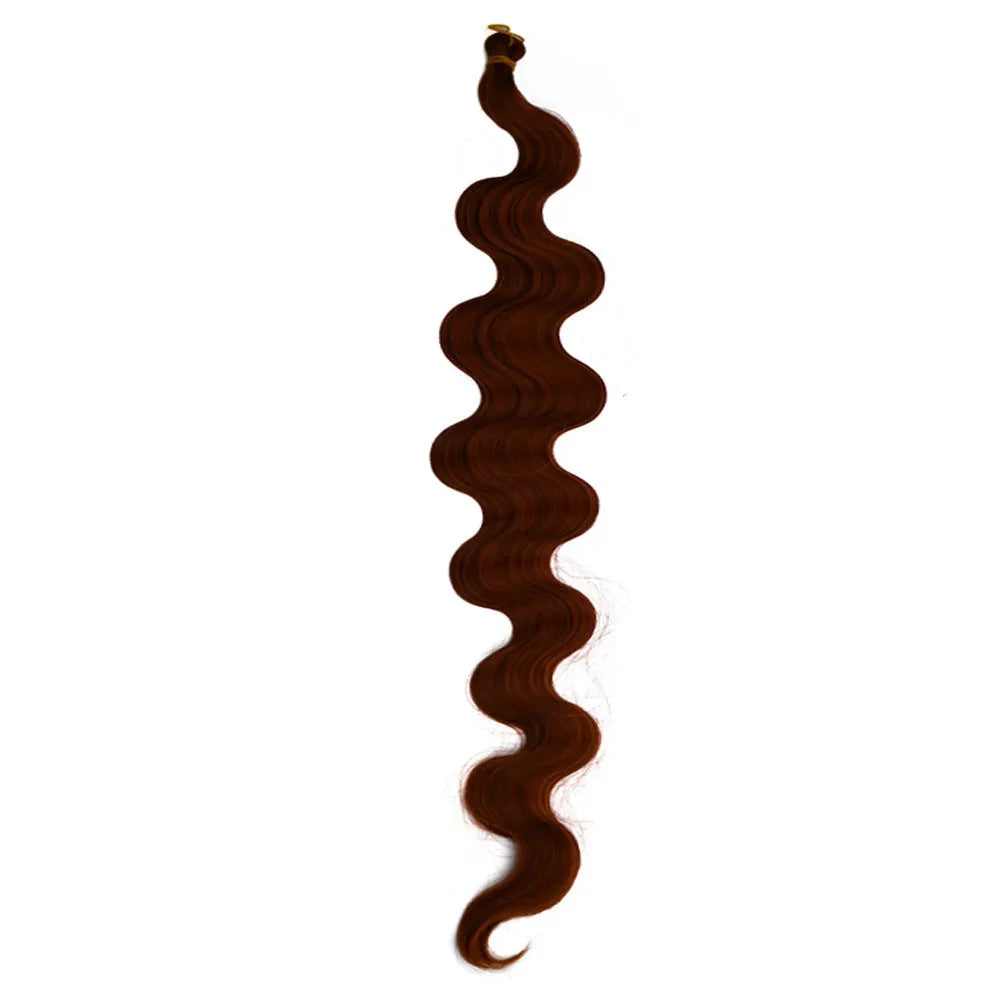 24-inch wine red big wave synthetic wig with braided texture on display