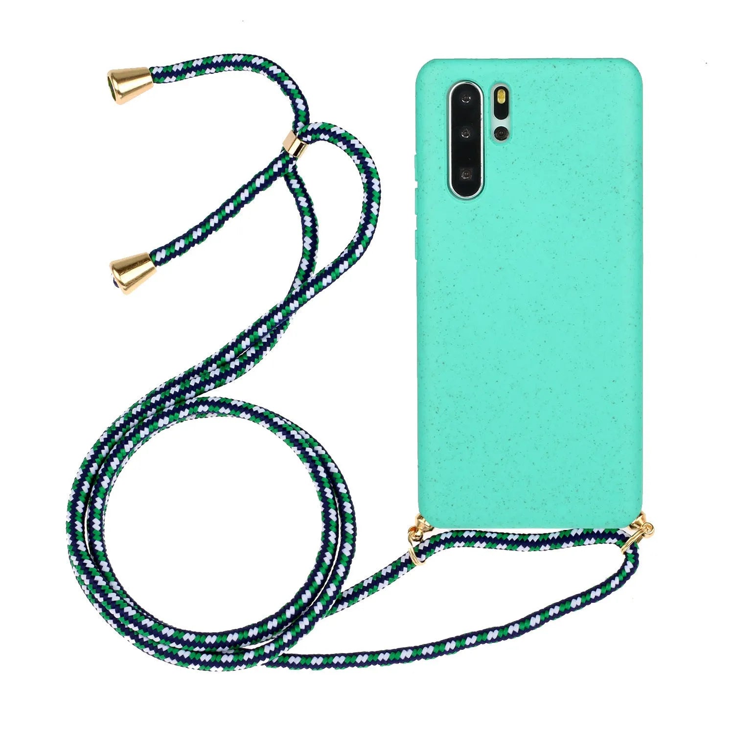Huawei P30 mobile phone case with wrist strap and floral painted TPU back cover.