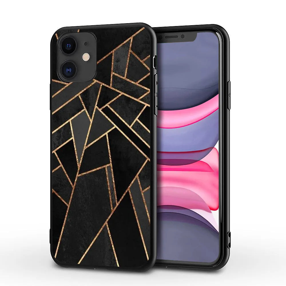 Slim marble pattern protective case for iPhone on a table