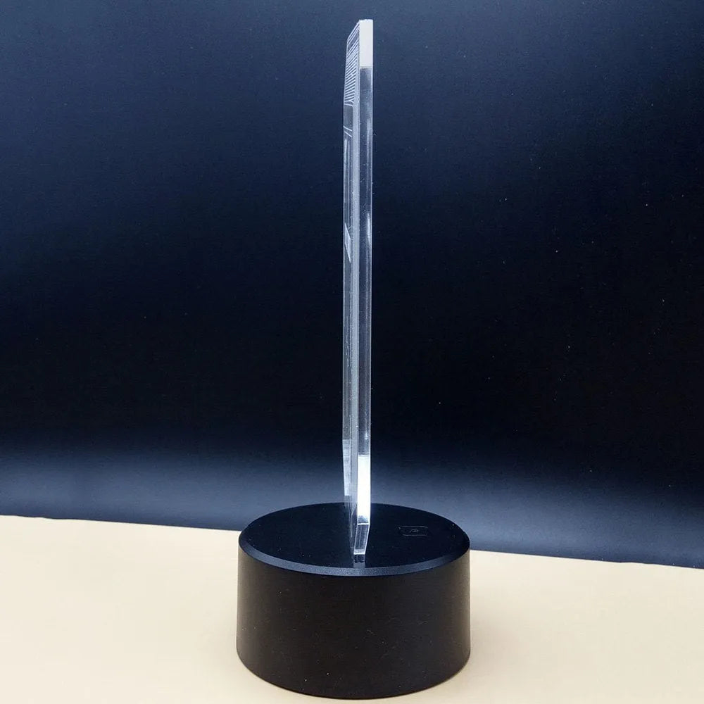 3D acrylic brain illusion LED desk lamp with remote control on a black ABS base