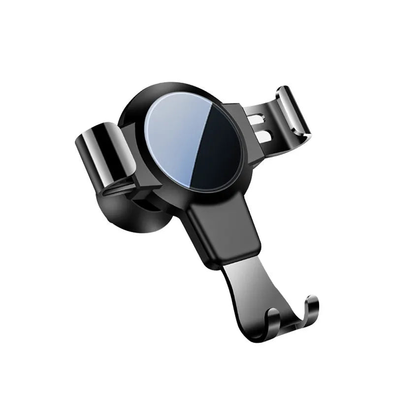 Black S4 gravity mirror ABS mobile phone bracket mounted on a car air conditioning vent.