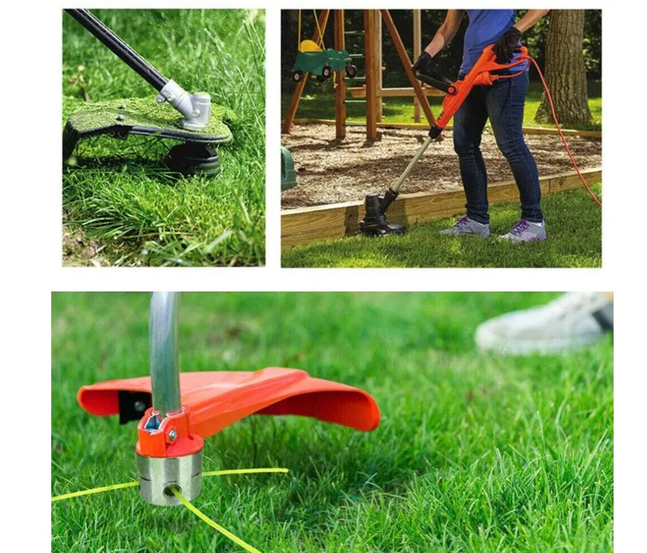 Luzhu silver aluminium grass trimmer replacement head with four light yellow square grass ropes and fitting tools