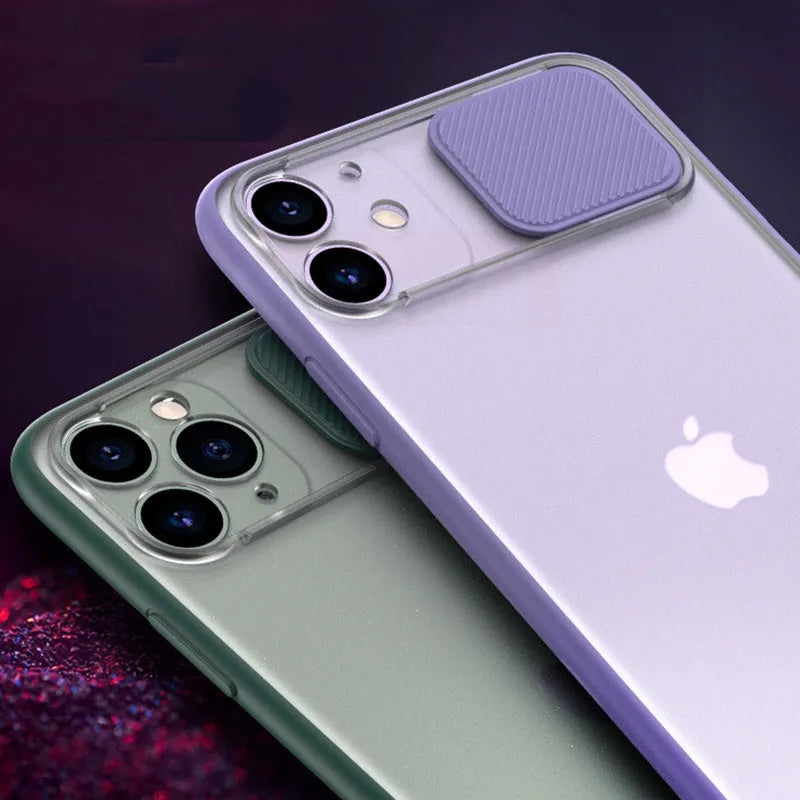 Frosted frame silicone iPhone case in various colours showing compatible models including iPhone 11 Pro and iPhone 12 Mini