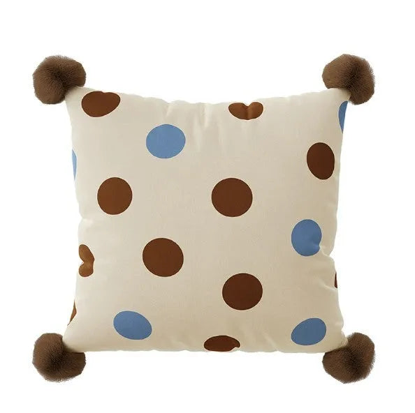 Blue cartoon animal print cushion pillow on a sofa, showing square and rectangular size options.
