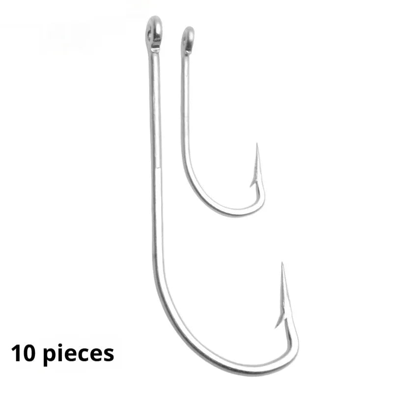 Set of stainless steel sea fishing hooks in multiple specifications for ocean boat fishing