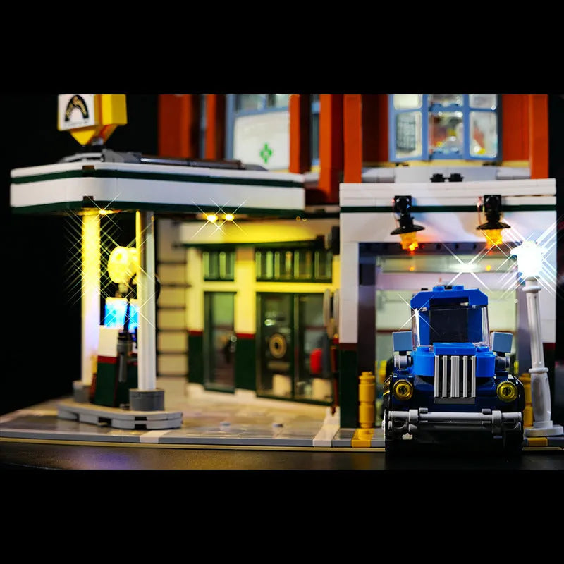 Plastic LED lighting accessories for LEGO MOC models with corner repair shop lighting group theme