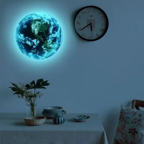 Glow in dark 3D Earth planet wall sticker with luminous effect, available in 10cm 20cm 30cm diameter sizes