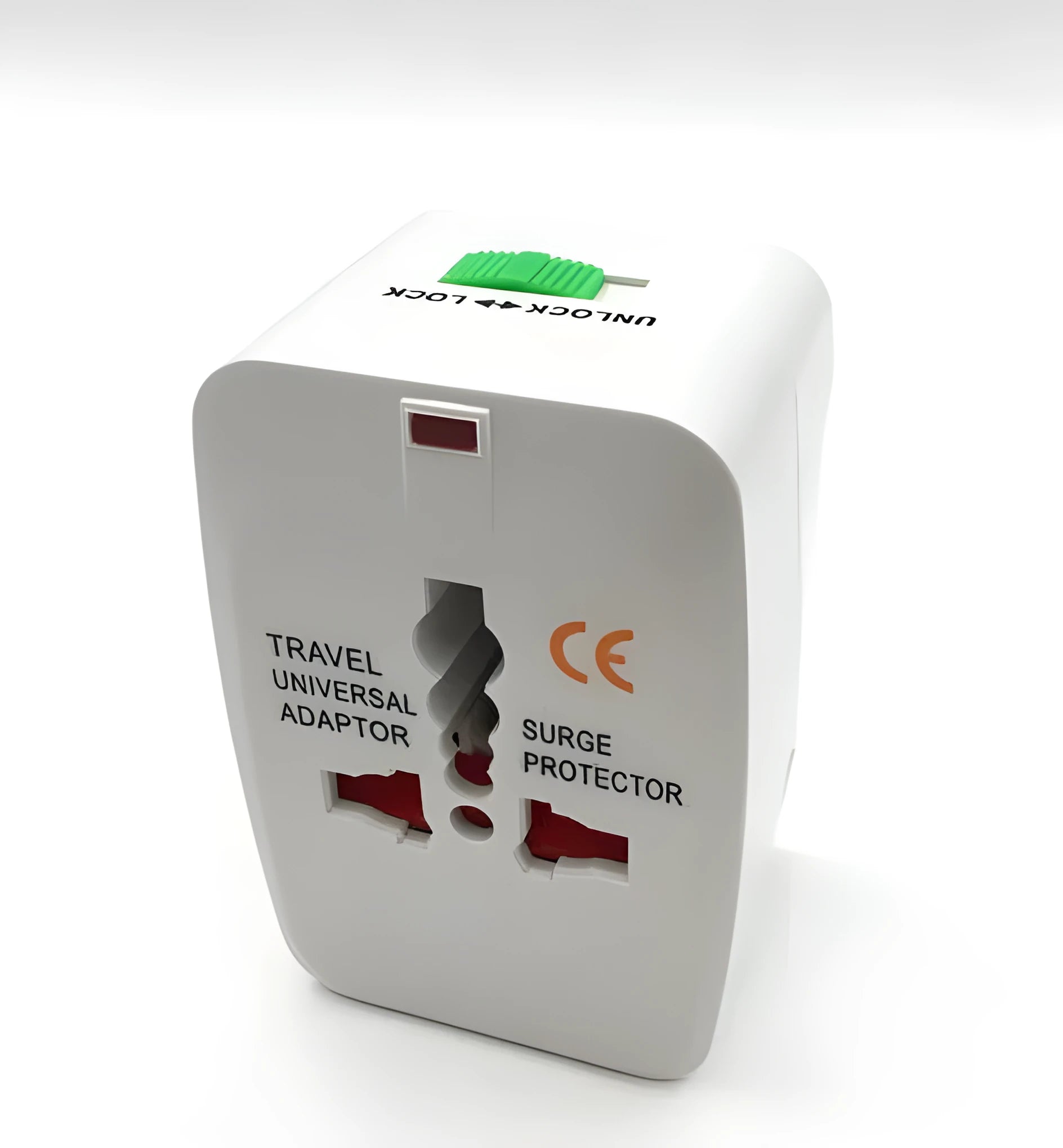 White universal travel plug adapter for Australian Type I sockets measuring 73mm