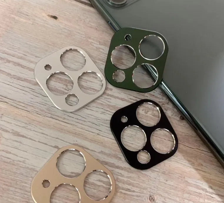 Metal lens protection ring for iPhone 11 and iPhone 11 Pro in assorted colours.