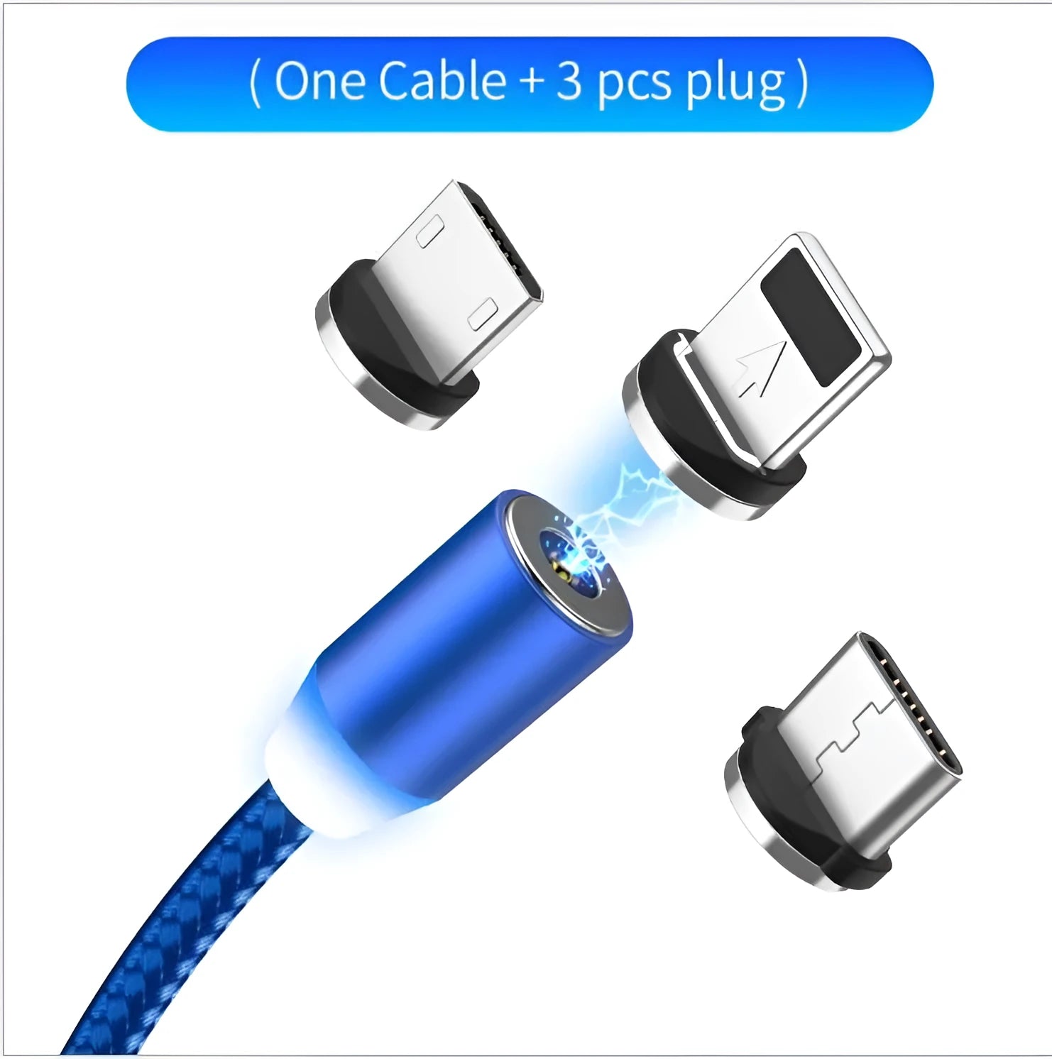 YBD magnetic LED charging cable with cotton braiding and aluminium connector for Apple iPhone