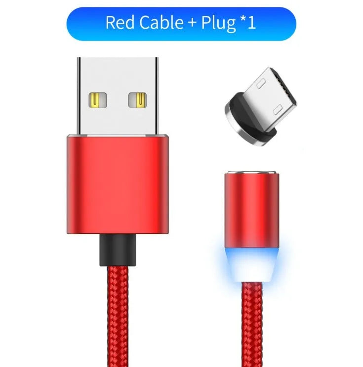 YBD magnetic LED charging cable with cotton braiding and aluminium connector for Apple iPhone