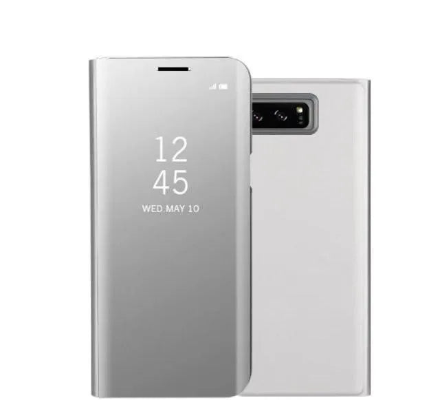 Samsung Galaxy Note20 and A50 phone case with flip-out bracket and shiny mirror finish in rose gold colour.