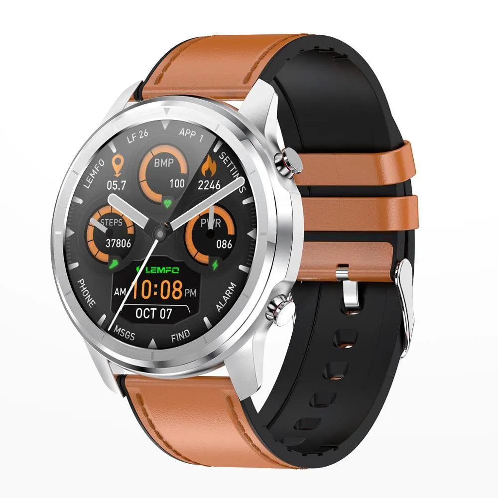 LEMFO LF26 smart bracelet watch on wrist showing 1.3-inch display in a silver colour variant.