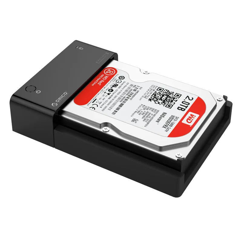 Black universal hard disk box for 2.5 and 3.5 inch SATA drives with data cable