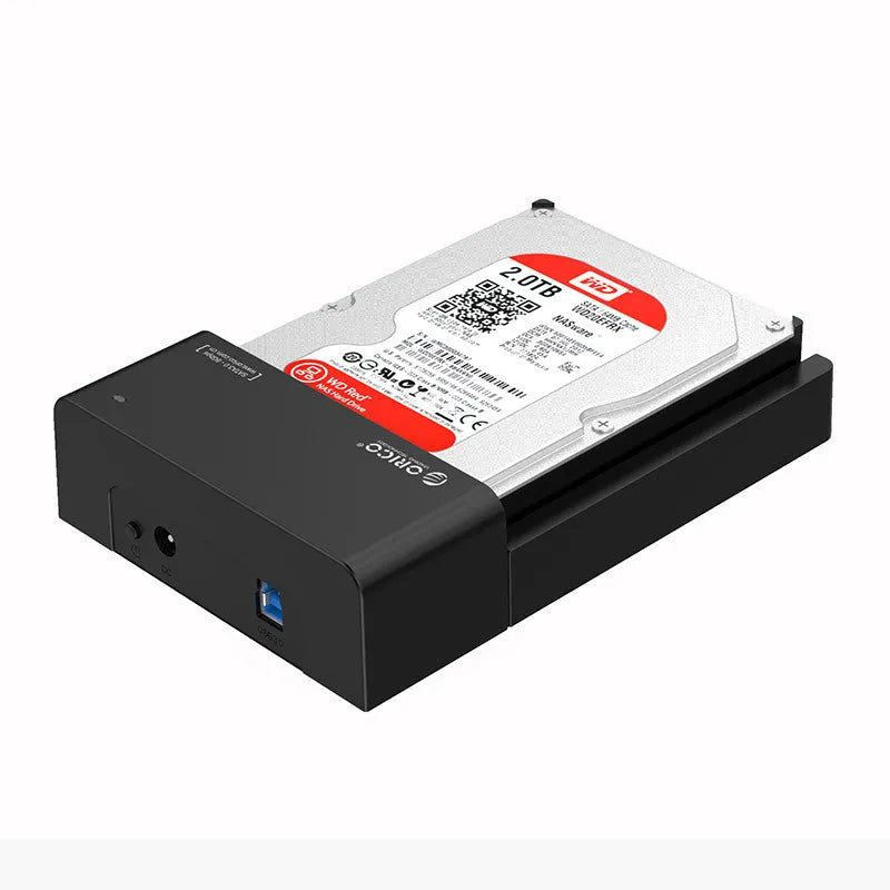Black universal hard disk box for 2.5 and 3.5 inch SATA drives with data cable