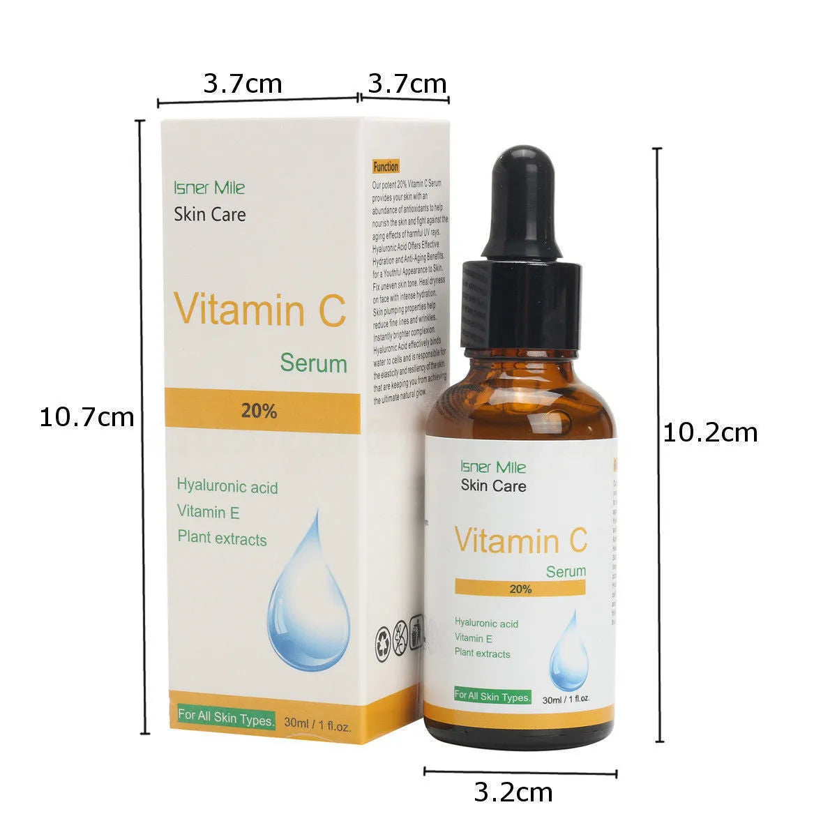 30ml bottle of undiluted Vitamin C essence serum for facial brightening and anti-oxidation.