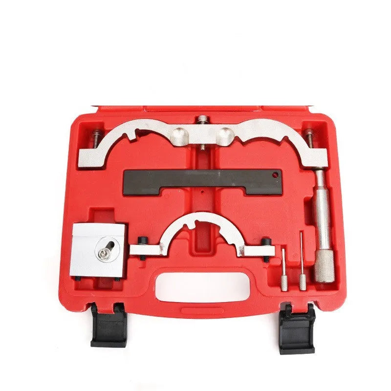 Red Opel 1.4 LUJ engine timing tool kit with seven chrome-vanadium steel tools.