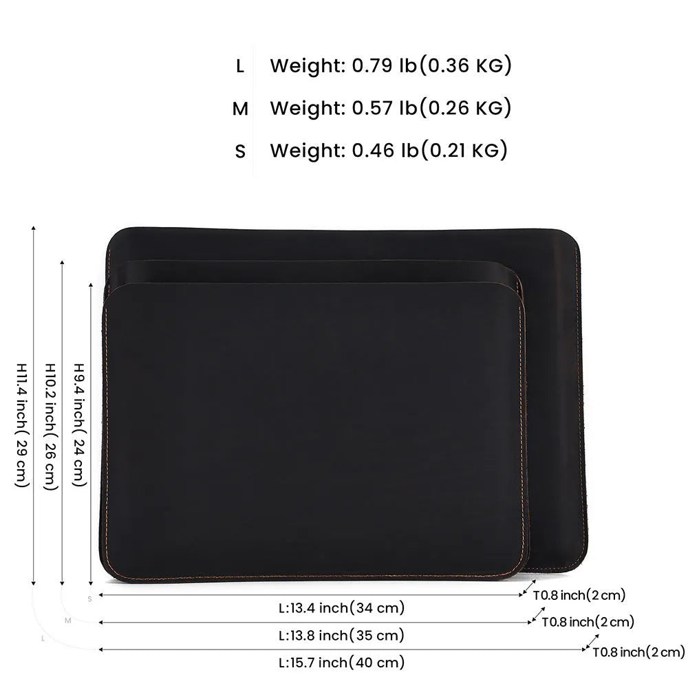Crazy Horse leather horizontal computer liner bag in genuine cowhide with wear-resistant construction