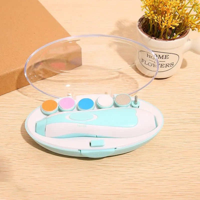 Ultra-quiet baby electric nail polisher manicure kit with night light in assorted colours.