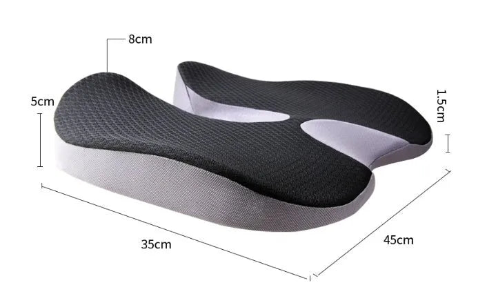 Curved bevel seat cushion in beige colour with memory foam for tailbone and driving support
