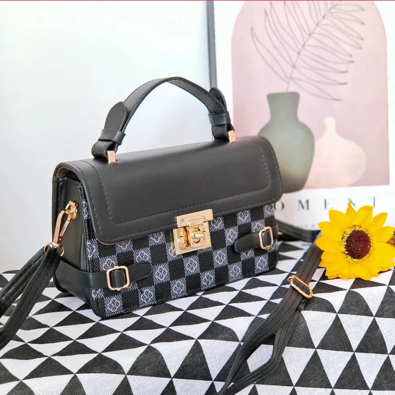 Retro ethnic crossbody bag with small square pattern in multiple colour options