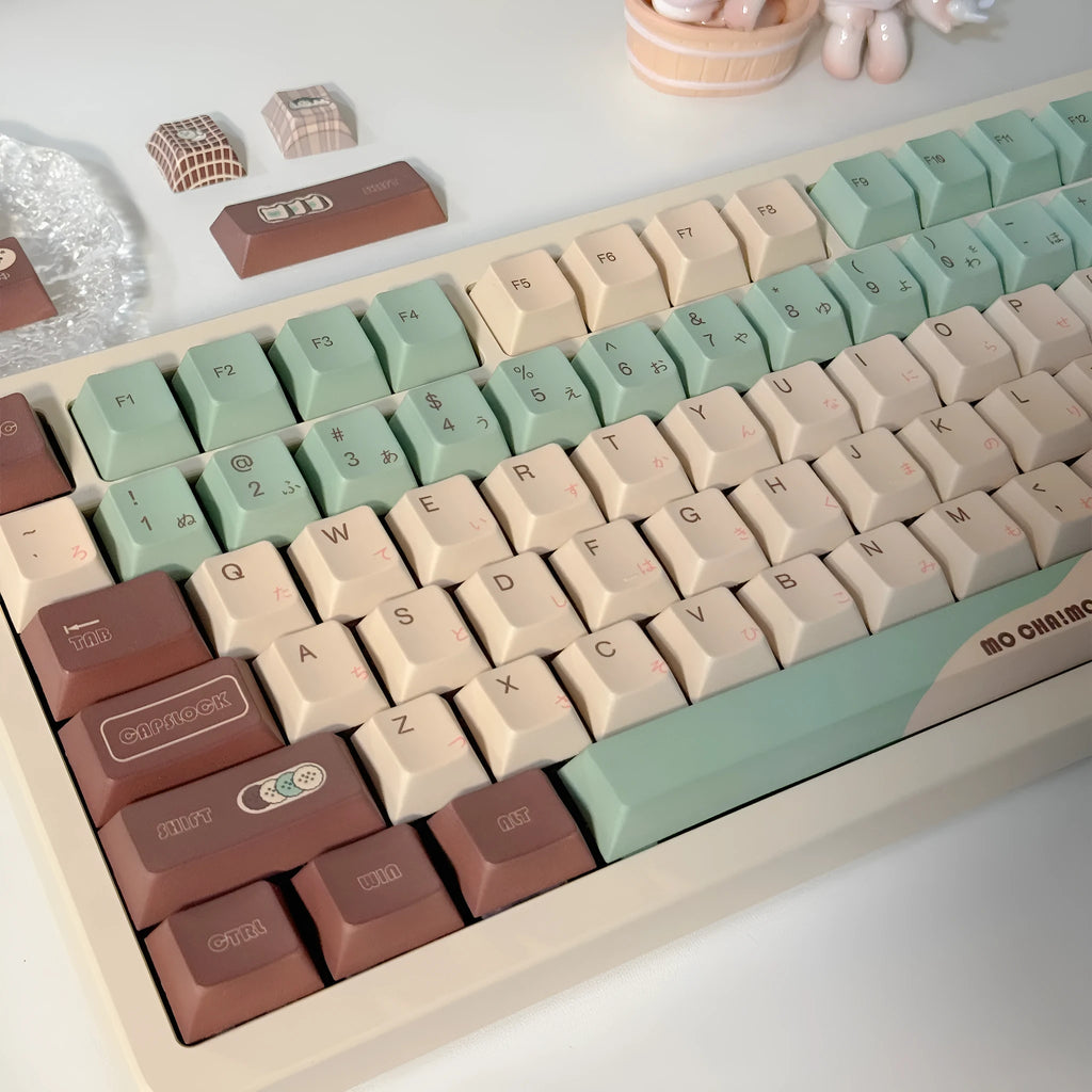Craft Key CAP adaptive cross satellite shaft mechanical keyboard keycaps in matcha theme colour
