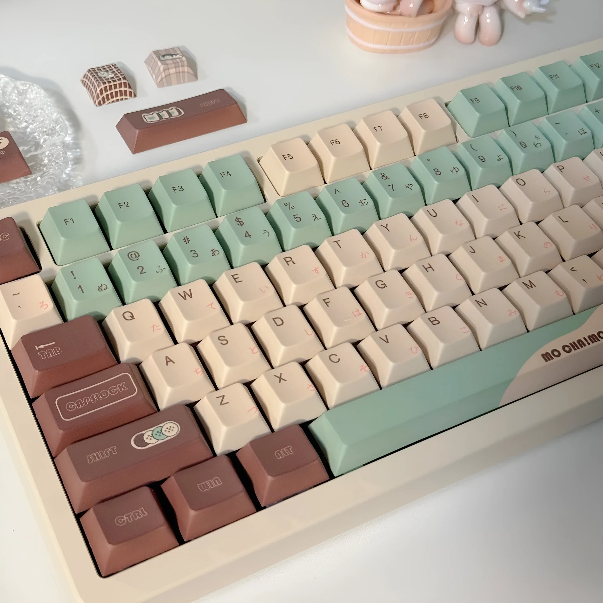 Craft Key CAP adaptive cross satellite shaft mechanical keyboard keycaps in matcha theme colour