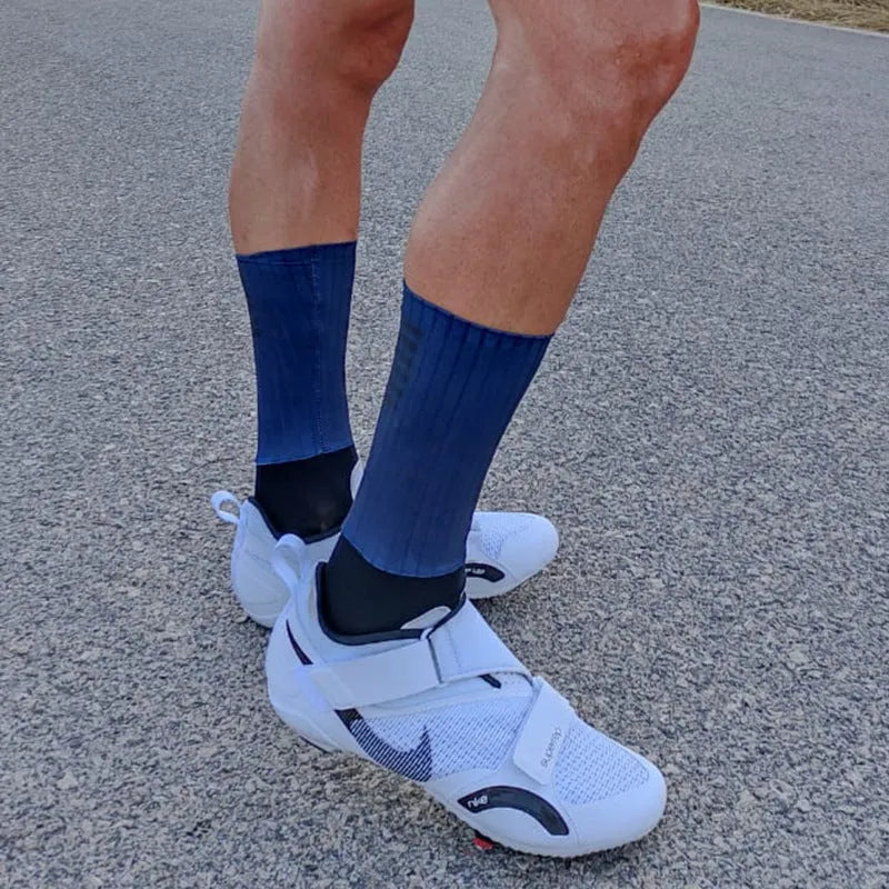 Athletic sports socks in orange, black, purple, white, grey or dark blue colours