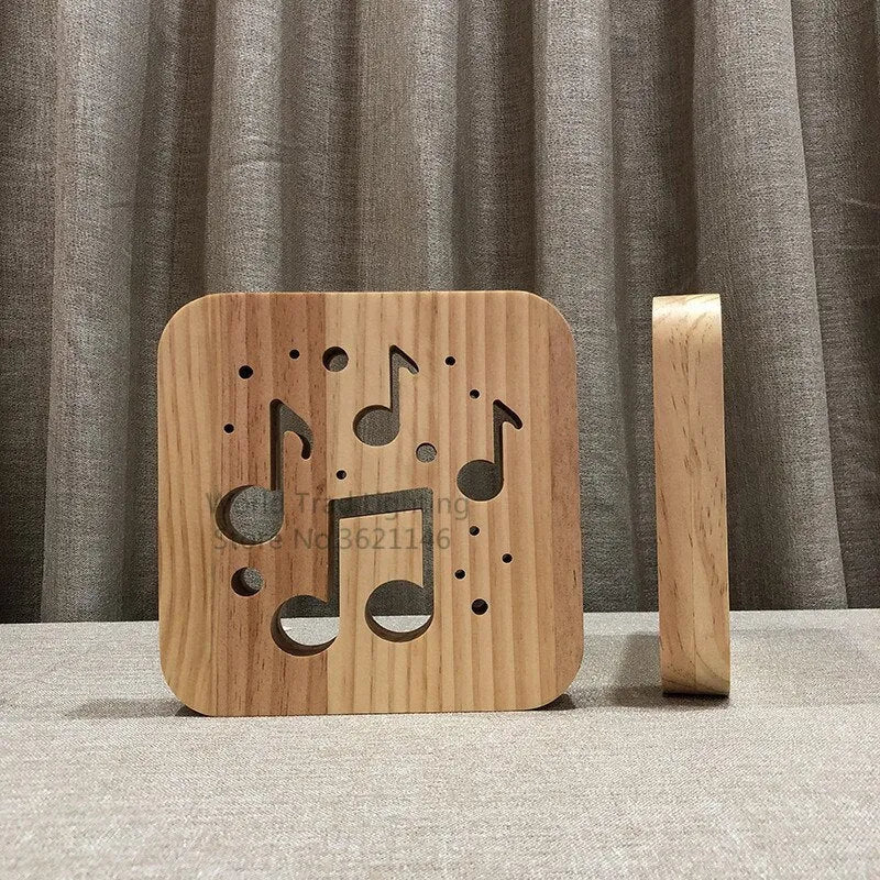 USB-powered wooden cube LED atmosphere light with warm white lighting