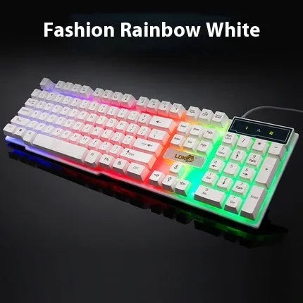 Gaming keyboard USB cable with glowing LED lighting effects in white and black colour options