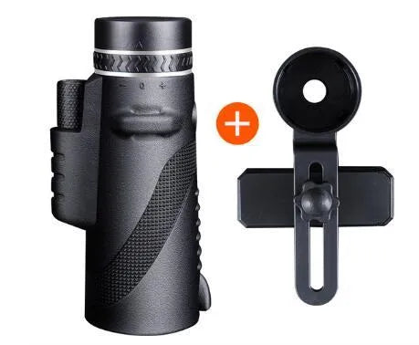 Black 40x60 smartphone monocular telescope with 60mm objective lens for outdoor viewing