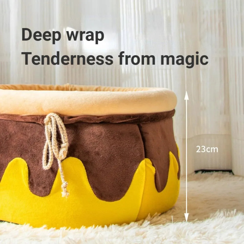 Pink honey pot magic wand shaped cat bed with a removable cushion for small pets.