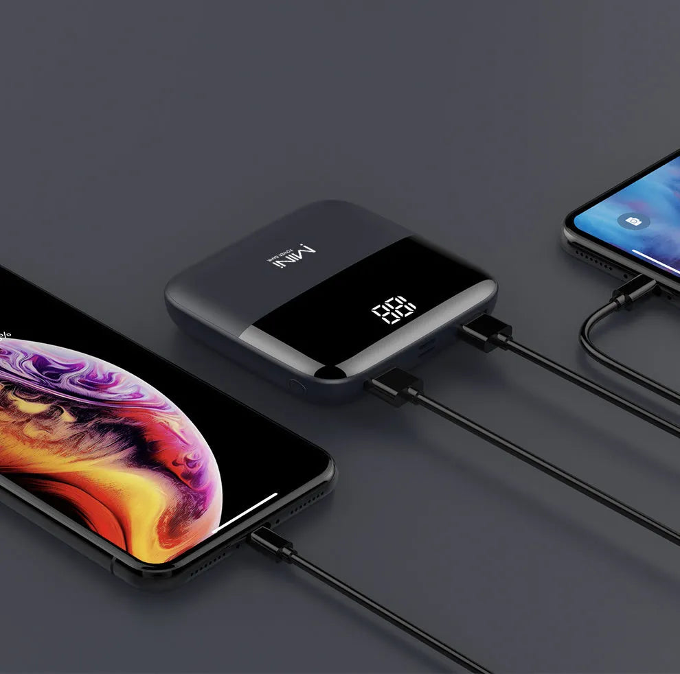10000mAh Android power bank with digital display showing battery percentage