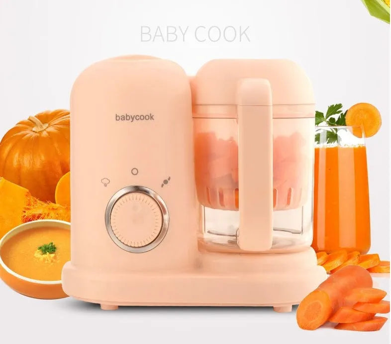 Green baby food processor with steamer and blender functions and a 10-litre capacity.