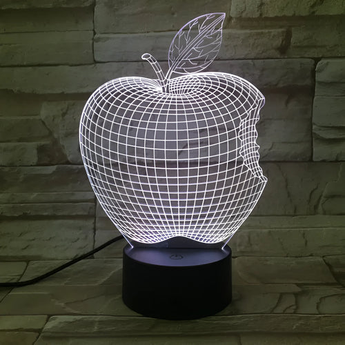 3D acrylic fruit-shaped LED night light with touch control and seven colour options.