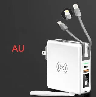 Super QI wireless charging power bank PD20W 10000mAh with travel adapter in black or white