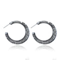 Vintage engraving C-shaped alloy earrings in bronze and silver colour options