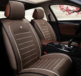 Disposable leather car seat cushion with breathable fibre hemp and universal five-seat fit in black colour