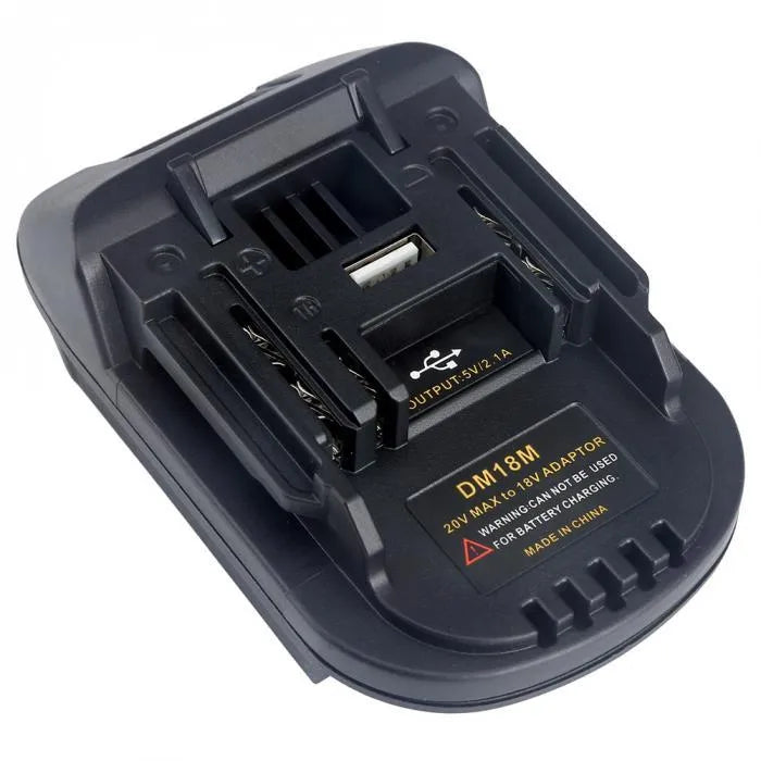 Black Milwaukee to Makita battery adapter measuring 125x90x65 cm for professional tool conversion