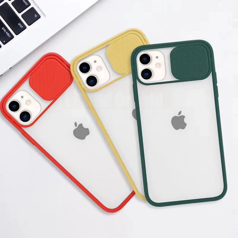 Frosted frame silicone iPhone case in various colours showing compatible models including iPhone 11 Pro and iPhone 12 Mini