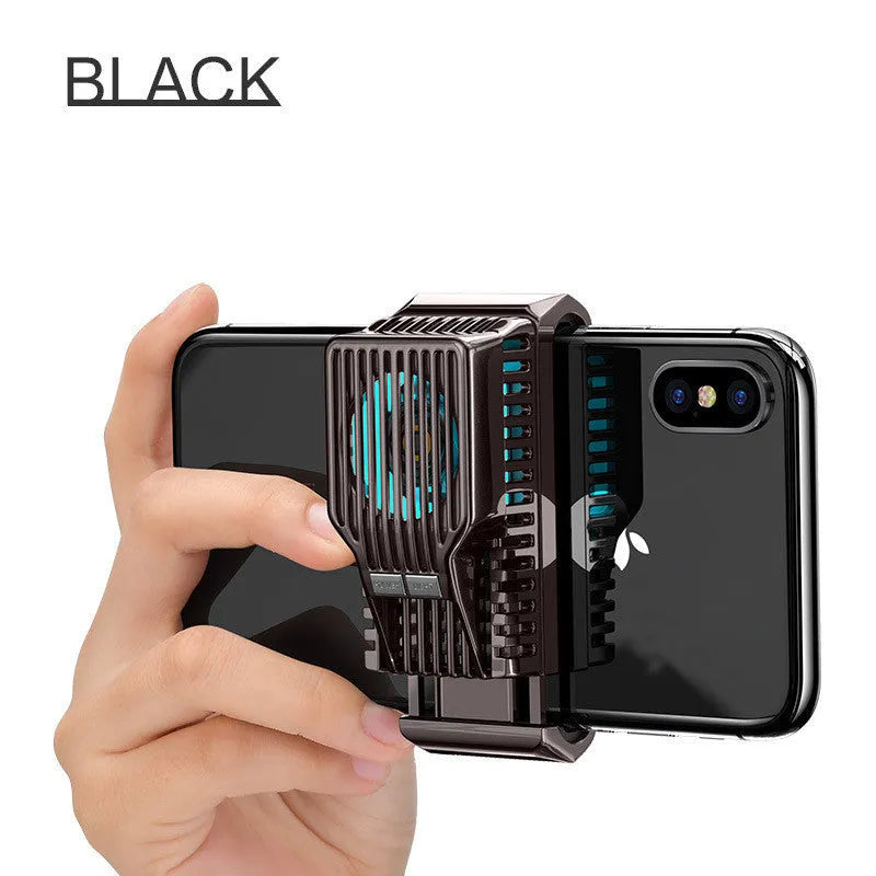 Mobile phone radiator clip cooling accessory for 4-7 inch devices in black colour