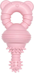 Blue rubber molar dog chew toy with bell for aggressive chewers and teeth cleaning