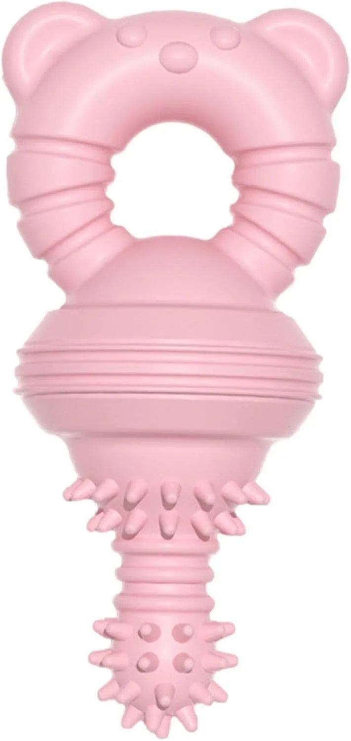 Blue rubber molar dog chew toy with bell for aggressive chewers and teeth cleaning